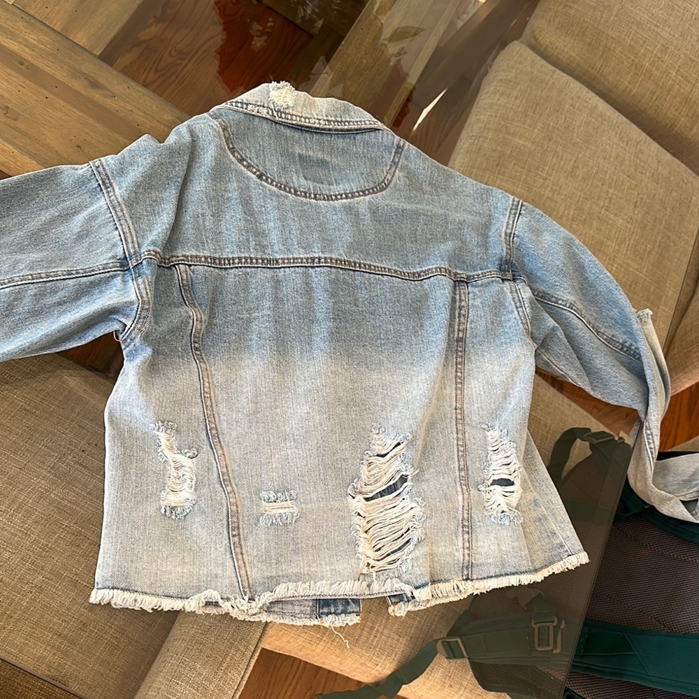 Distressed Light Blue Denim Jacket - Picture 8 of 10